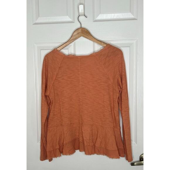 Altar'd State Women's Long Sleeve Orange Top Fringe V-Neck Shirt Size Small - Picture 6 of 9